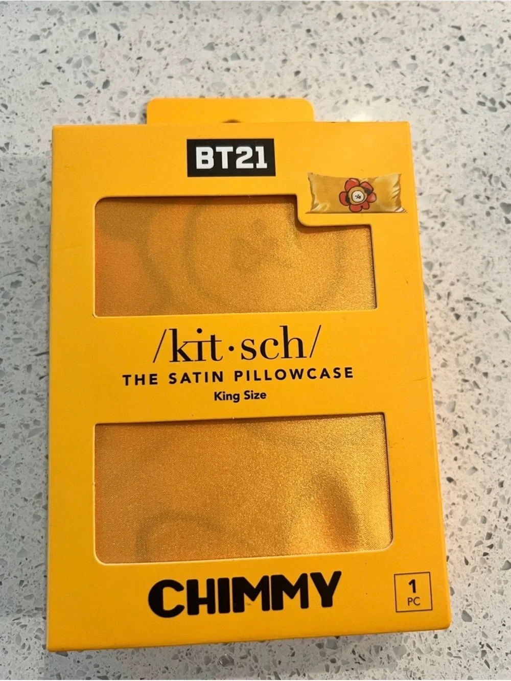 Kitsch BT21 Chimmy Yellow & Orange Satin King Pillowcase